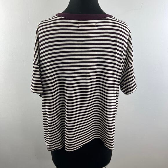 Rivet & Thread Madewell Oversized Tee Stripe Purple White Short Sleeves XL NEW - Picture 6 of 12